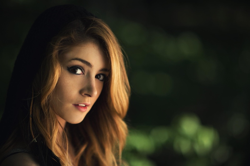 bokeh, brunette, redhead, Chrissy Costanza, 1080P, model, looking at viewer