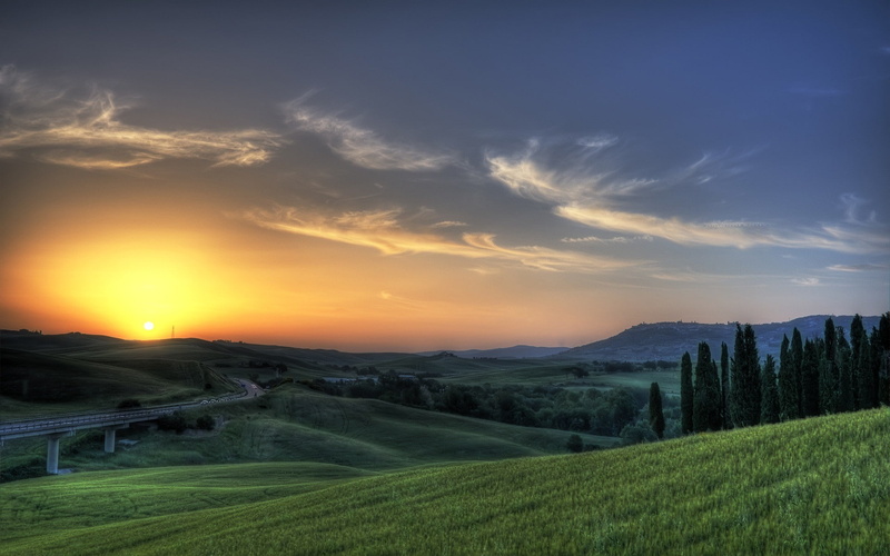 tranquil scene, outdoors, 1080P, land, sunset, idyllic, agriculture, beauty in nature, sky, plant, mountain, nature landscape wallbase, environment, scenics - nature