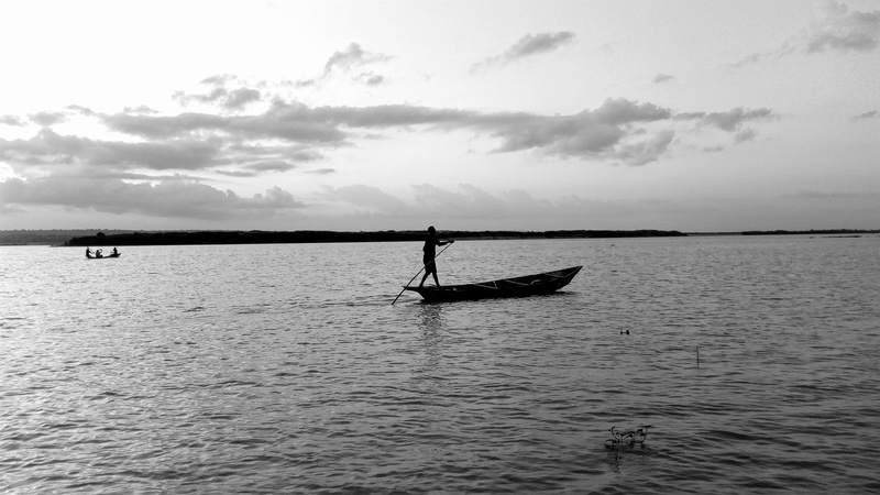 one person, outdoors, sea, nigeria, nautical vessel, mode of transportation, silhouette, riverside, 4K, boatman, sailing, canoe, nature, boat, transportation