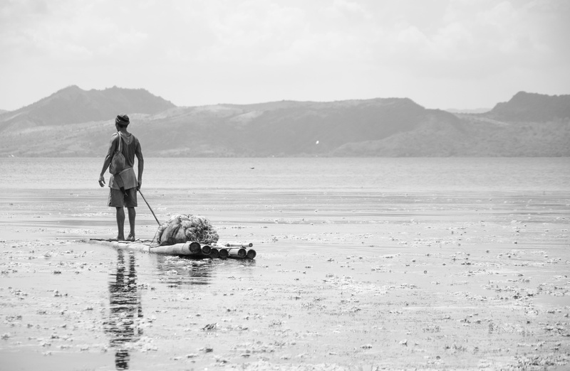 water, day, beach, boat, photography, man, bamboo, land, black and white, sea, sky, real people, men, outdoors, nature, transportation, beauty in nature