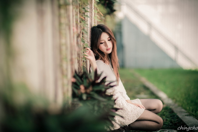 Zhang Qi Jun, Models, Julie Chang, Fence, 1080P, Taiwanese, Bokeh