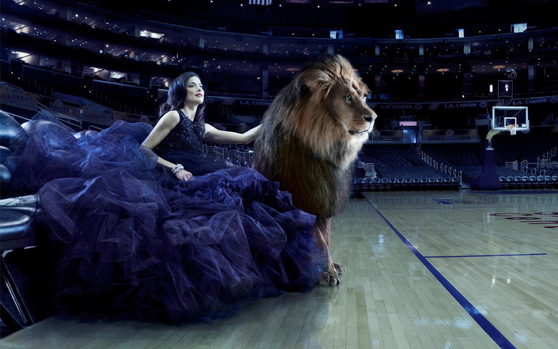 s, lion, girls, sleeveless, women, 1920x1200, 1080P, long, girl, blue, court, woman, gown