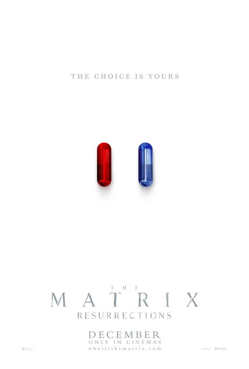 portrait display, movie poster, white background, text, poster, pills, The Matrix Resurrections, Matrix, 4K, movies