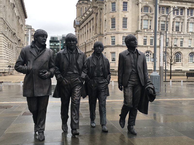 adult, warm clothing, john, beatles, rear view, uniform, building, walking, day, building exterior, george, group of people, in a row, city life, lifestyles
