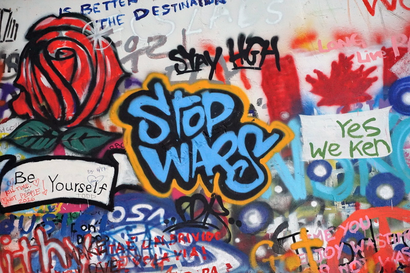 Anti-War, street art, full frame, art and craft, graffiti, text, letter, western script, large group of objects, variation, indoors, message, 5K, abundance