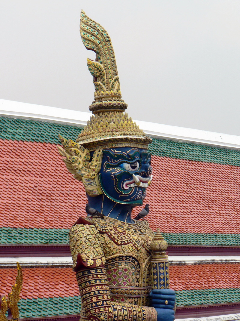 outdoors, guardian, palace, religion, built structure, belief, demon - fictional character, art and craft, spirituality, place of worship, ornate, bangkok