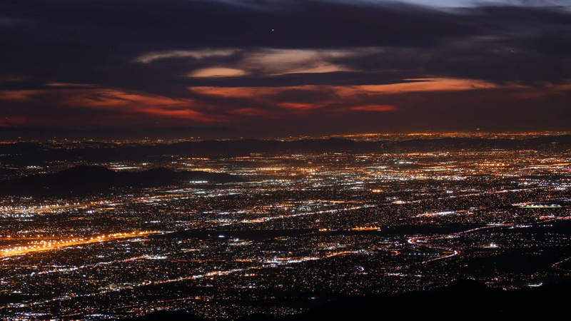 nature, color Image, night, building exterior, weather, beauty in nature, Valley, city, landscape, Sunset, cloud - Sky, scenics, city life, dark, illuminated