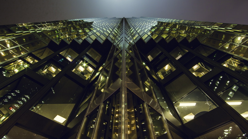 residential district, bridge, building, symmetry, tall - high, worms, low angle view, 5K, building exterior, black, person, photo, street, no people, illuminated