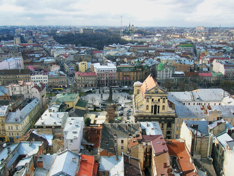 ukraine, building exterior, cityscape, house, outdoors, sky, architecture, crowded, the city of lviv, tourism, community, town, roof, day, at home, city