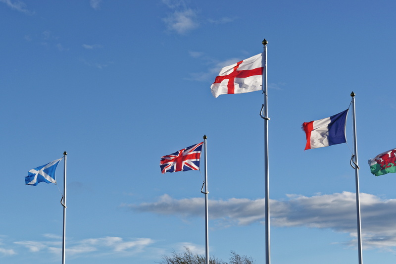 flags flapping, Union, british, independence, britain, wales, blue, national icon, cloud - sky, Flags, sky, 5K, low angle view, union, outdoors, patriotism