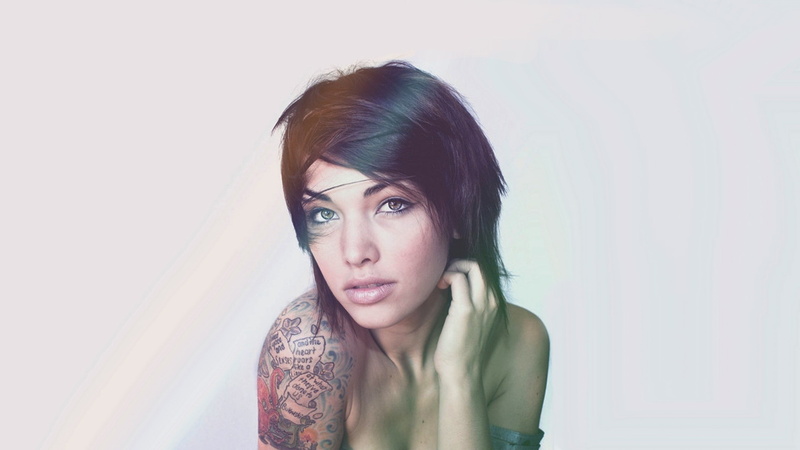 women, 2K, hd, tattoos, brunettes, art, x
