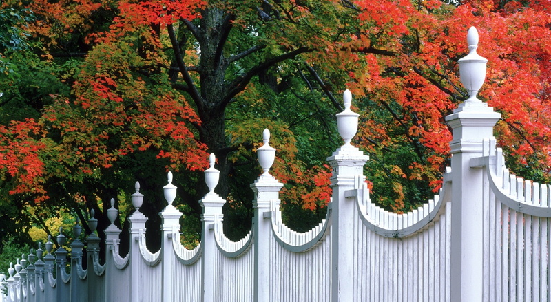 outdoors, tree, white, england, architecture, street light, Vermont, built structure, Fence, travel destinations, growth, building exterior, New England