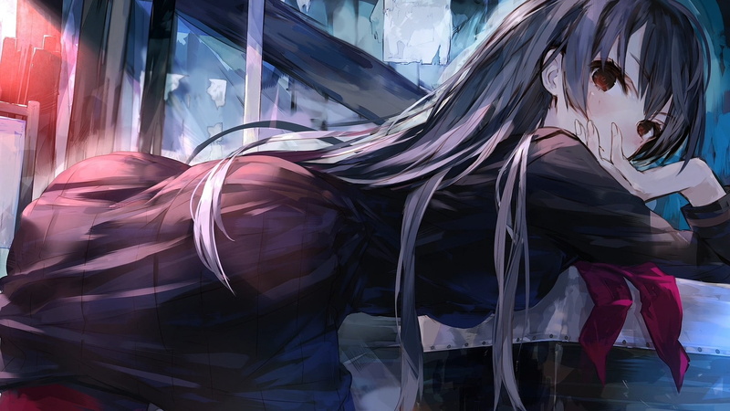 leisure activity, three quarter length, young women, real people, girls, Kanoe Yuuko, childhood, females, day, glass - material, outdoors, adult, Tasogare Otome x Amnesia