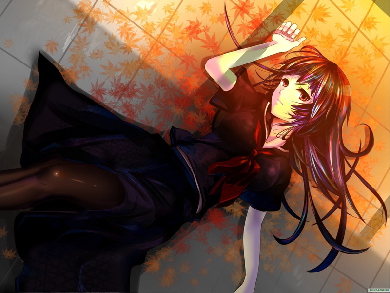 Kanoe Yuuko, home interior, indoors, lifestyles, school uniform, 720P, real people, anime girls, Tasogare Otome x Amnesia, high angle view, floral pattern