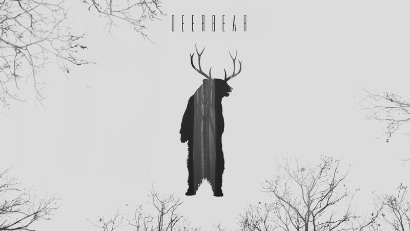 deerbear, tree, nature, one person, representation, clear sky, branch, art and craft, bears, illustration, animal wildlife, standing, deer, bare tree, leisure activity