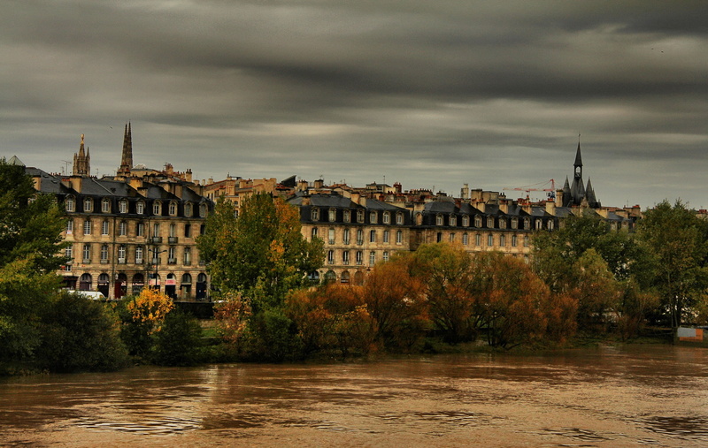 houses, 1080P, aquitaine, cities, france, bordeaux, river