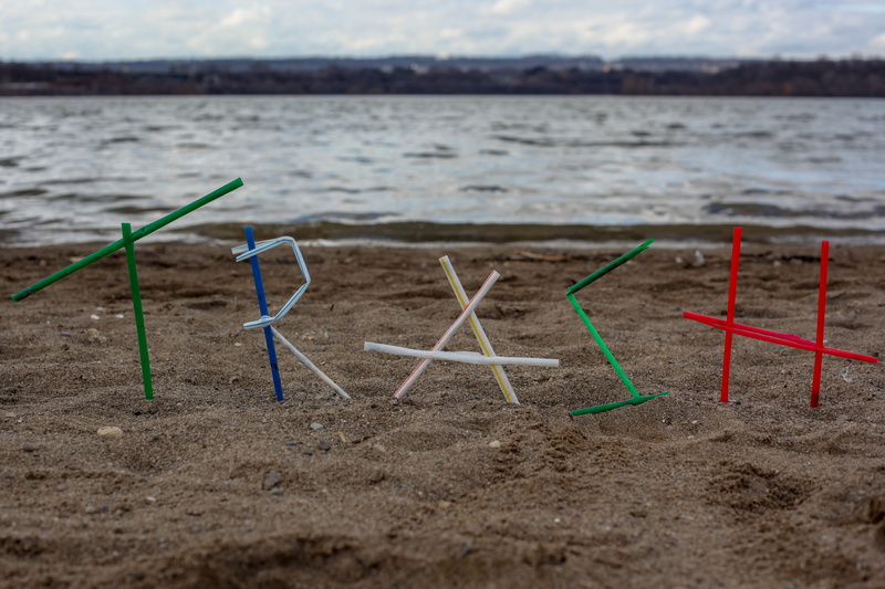 communication, tranquility, nature, sea, pollution, outdoors, sky, land, sand, beach, straws, 5K, close-up, beauty in nature, text, plastic, no people