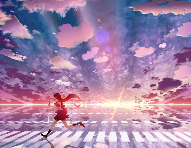adult, sunrise - Dawn, sport, men, standing, female, purple, healthy Lifestyle, digital composite, sunset, fun, girl, arms raised, 1080P, jogging, competitive Sport