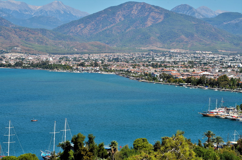mountains, marina, built structure, scenics - nature, holiday, architecture, sea, day, mountain, nature, outdoors, high angle view, nautical vessel, cityscape