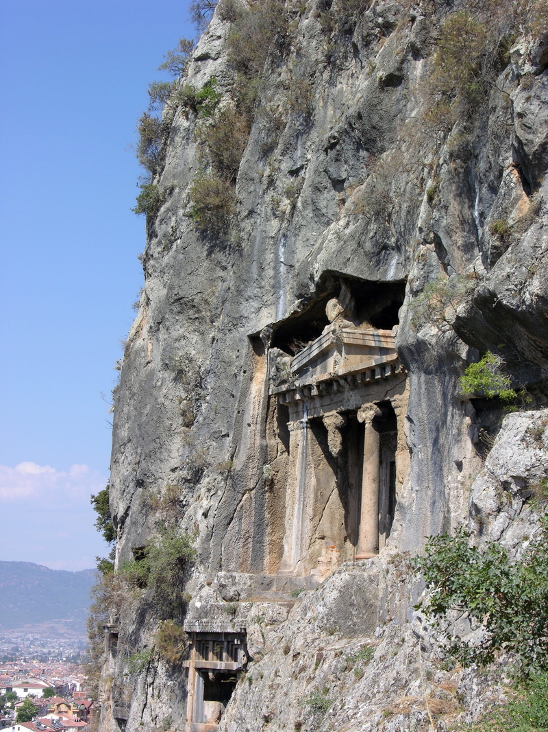 sky, building exterior, building, ancient civilization, history, travel destinations, the past, temple, Lycia, day, pillar, no people, ancient, archaeology
