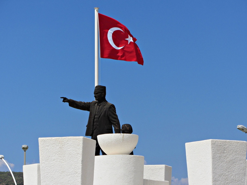 nature, clear sky, wind, no people, sky, representation, outdoors, statue, patriotism, architecture, 4K, fethiye, sculpture, turkey, red, day, human representation