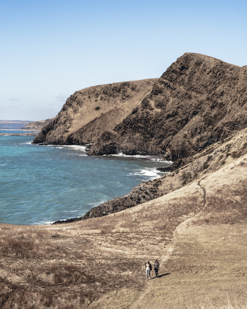 sky, adventure, seashore, clear sky, people, wafe, mountain, two people, south australia, idyllic, body, sea, beachside, two, nature, near, trekking, tranquil scene