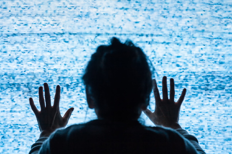 tv, sucked in, unrecognizable Person, one Person, sadness, person, female, terrified, phobium, adult, poltergaist, tech, fear, ghost, people, window, woman