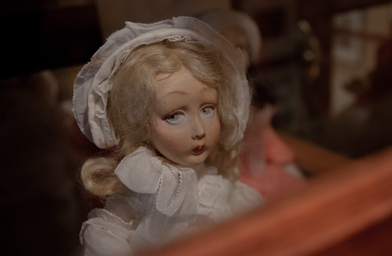 rare, child, help, doll, hairstyle, hand painted, portrait, headshot, preschool student, cabinet, girls, emotion, showcase, indoors, females, angel, felt