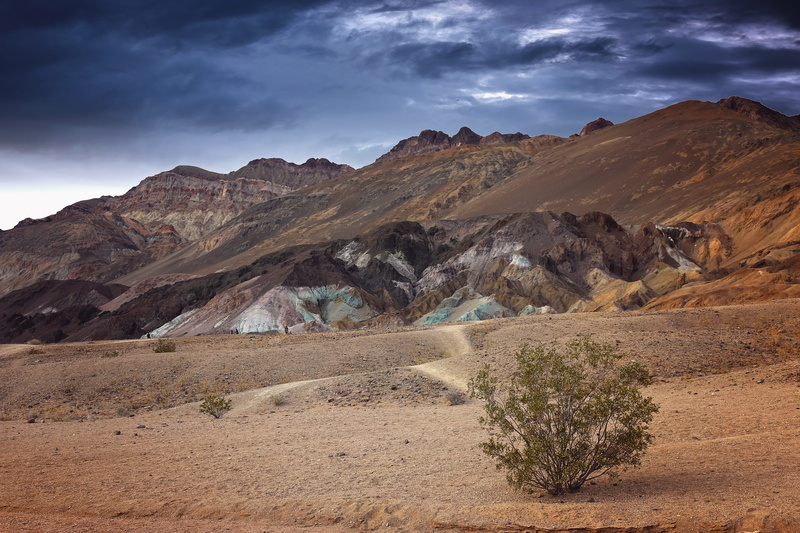 heat, colorful, mountain, america, blue, california, nimbus, natural, cloud - sky, artists drive, rock - object, road, landscape, nature, death, sky, environment