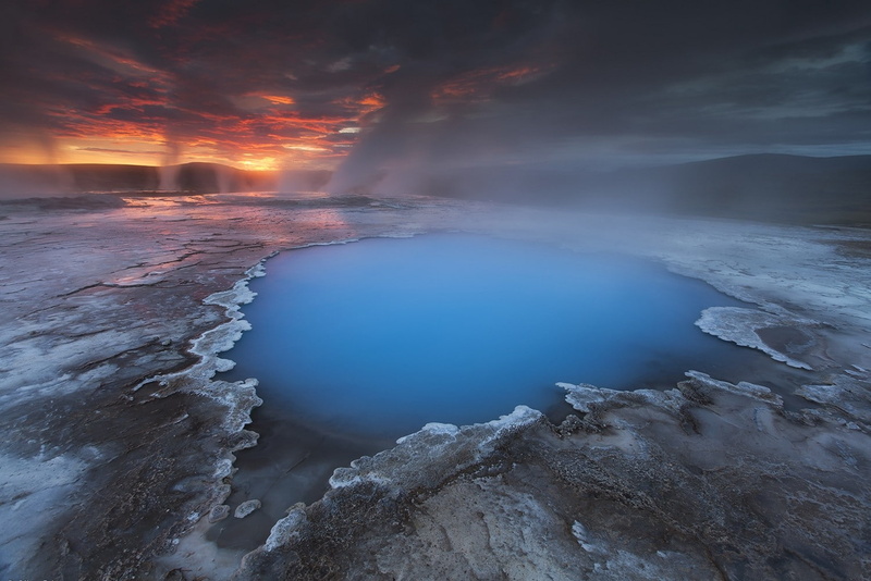 Iceland, blue, water, clouds, nature, 720P, hot spring, landscape