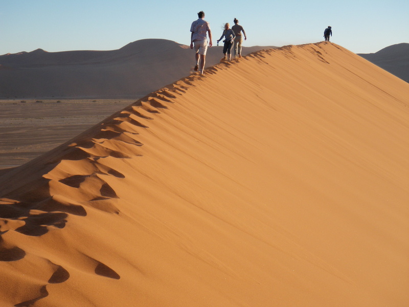 scenics - nature, outdoors, beauty in nature, sand dune, namibia, landscape, tranquil scene, 4K, namib desert, real people, sky, arid climate, land, men