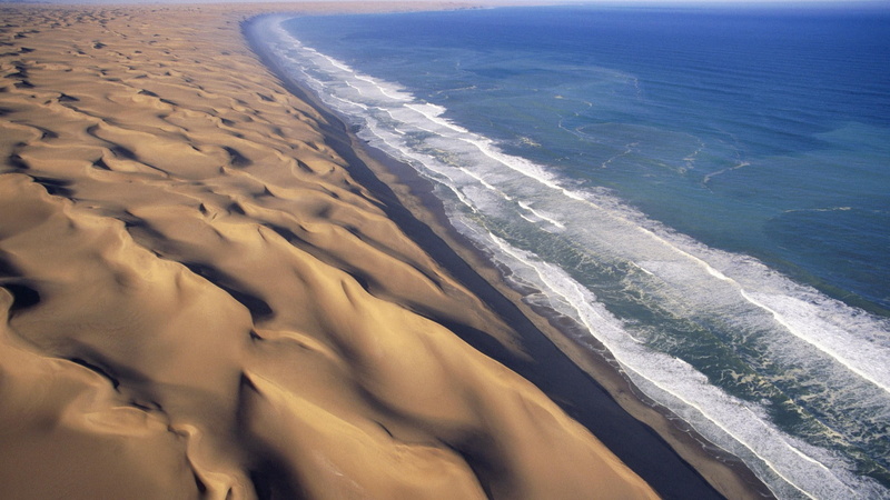 waves, africa, desert, dunes, namib, deserts, 1080P