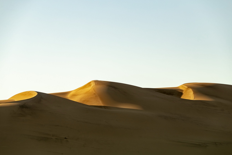 tranquility, arid climate, heat, non-urban scene, tranquil scene, remote, desert, sunrise, landscape, beauty in nature, africa, clear sky, land, dunes