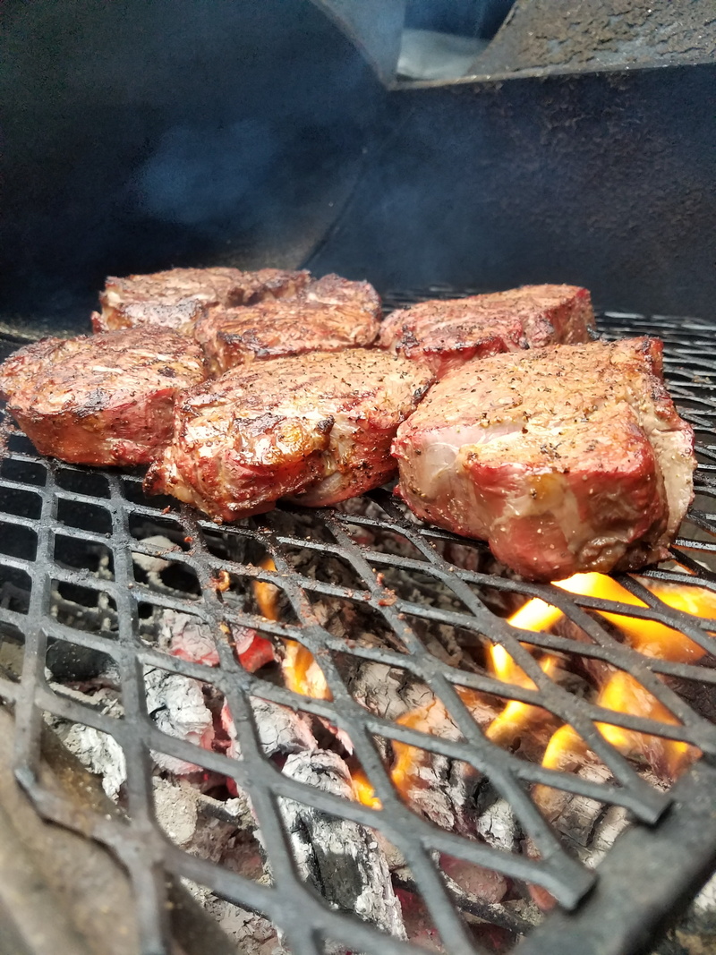 smoke - physical structure, grilled, coal, juicy, no people, food, close-up, high angle view, metal, burning, freshness, flame, meat, wood, mesquite, grill
