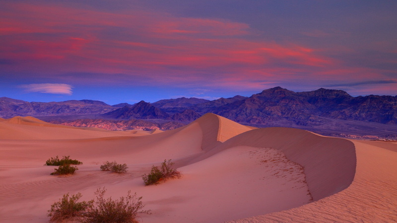 climate, tranquility, arid climate, tranquil scene, Death Valley, land, sand, purple, non-urban scene, Dune, outdoors, cloud - sky, Desert, architecture