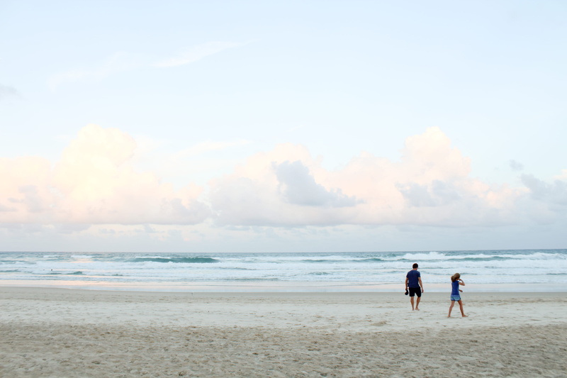 bonding, men, soft, sunrise, ocean, people walking, cloud - sky, couple - relationship, broadbeach, pastel sky, australia, outdoors, chill, sand, 5K, real people