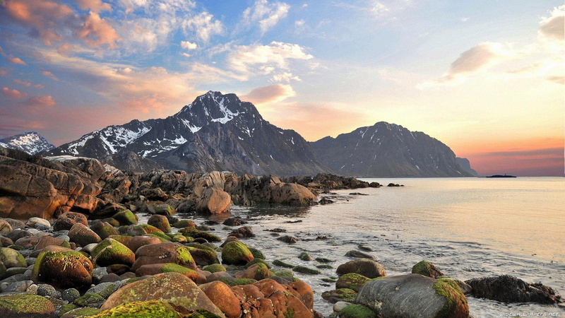 vegetation, 1080P, coastal, black, clouds, mountains, stones, nature and landscapes, coast
