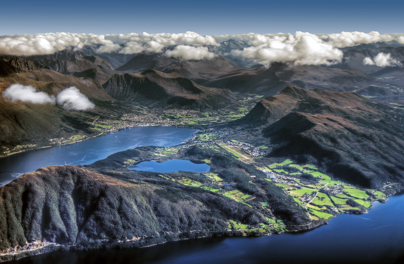 bay, in between, snow, a580, norway, sony  alpha  580, view, europe, fjord, mountain, outdoors, norge, coast, hills, water, scenics, airplane, green  town