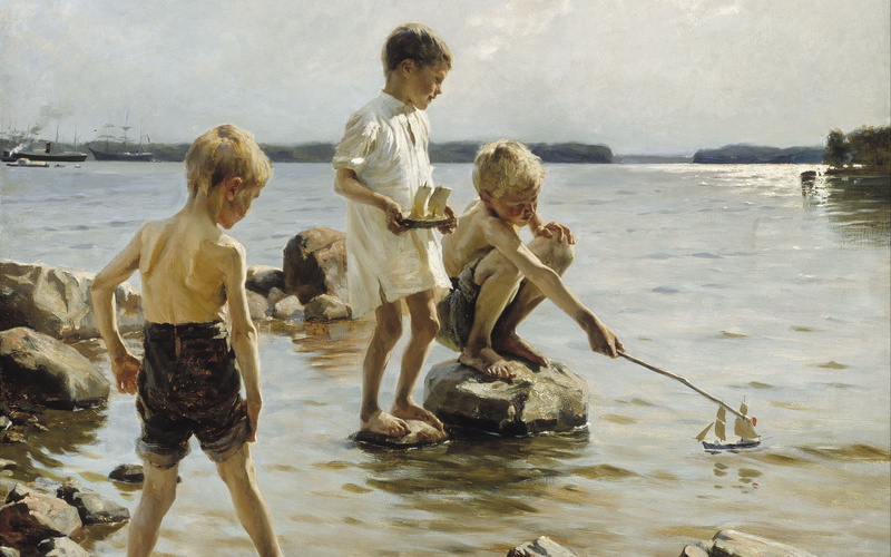 1884, 4K, Ateneum (Helsinki), Albert Edelfelt, Albert Gustaf Aristides Edelfelt, Boys Playing on the Shore, Finnish painter, Ateneum, Finnish National