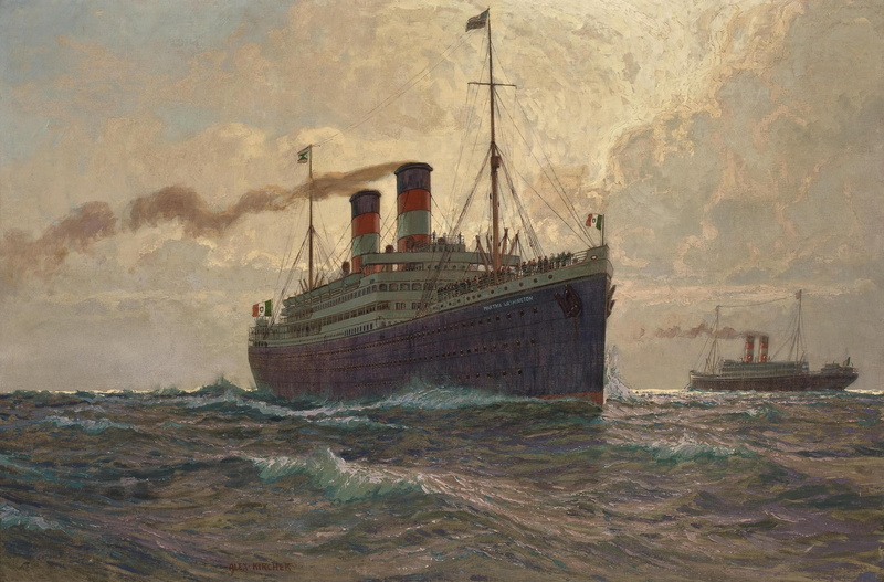 ship, 2K, passengers, sea, pipe, smoke, albert emil kirchner, wave