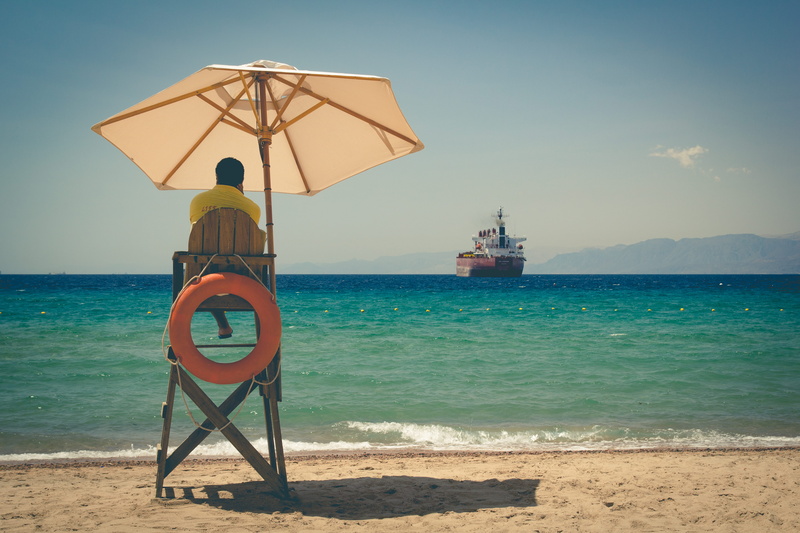 outdoors, sunlight, nature, horizon over water, sky, summer, jordanien, beach, sun, protection, tanker, lifeguard, aqaba, arab, jordan, horizon, nautical vessel