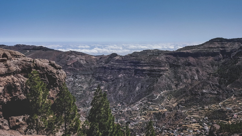 1080P, rock formation, horizon, mountain range, tranquil scene, roque nublo, geology, landscape photography, tranquility, travel destinations, outdoors