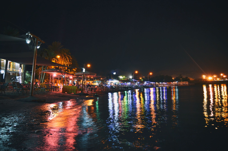 aqaba, kights, night, reflection, middle east, built structure, river, city, jordan, outdoors, sky, beach, copy space, nature, street light, sea, light