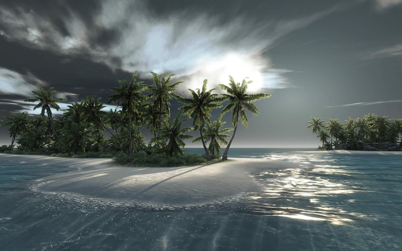 paradise, 1080P, palms, fantasy, 3d and abstract, islands
