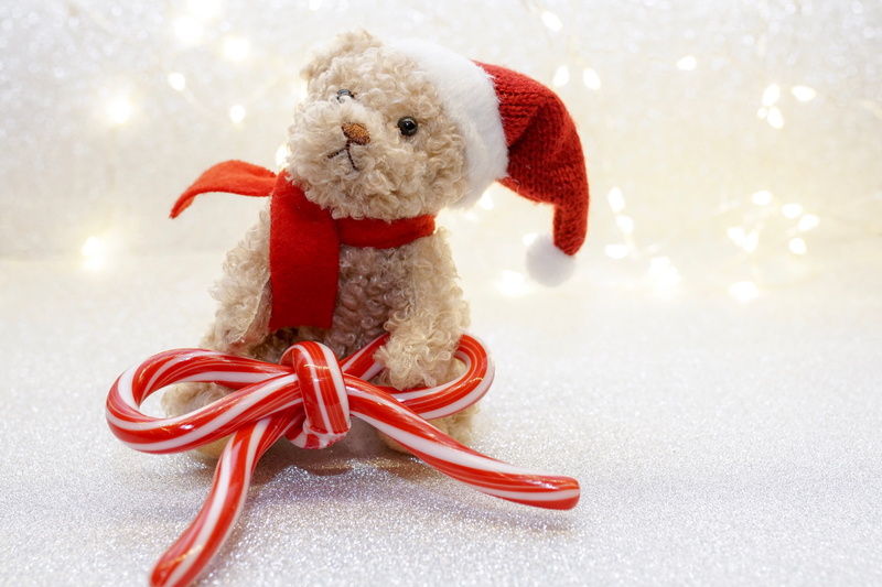 snow, mood, bear, atmosphere, cute, domestic animals, fairytale, emotions, teddy, greeting card, hat, advent, christmas greeting, christmas motif, animal