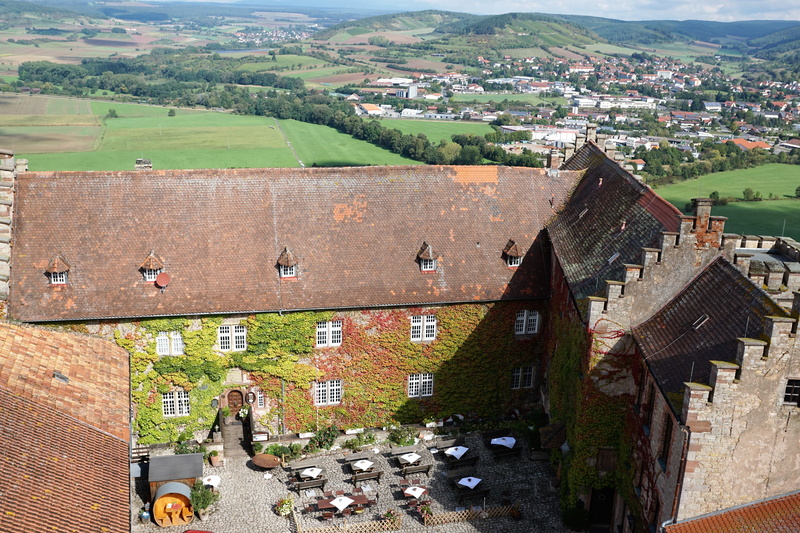 sunlight, way of the cross, walk, ruin, village, forest, middle ages, holy, wall, summer, roof, away, building, mountain, sky, saaleck, holiday, no people