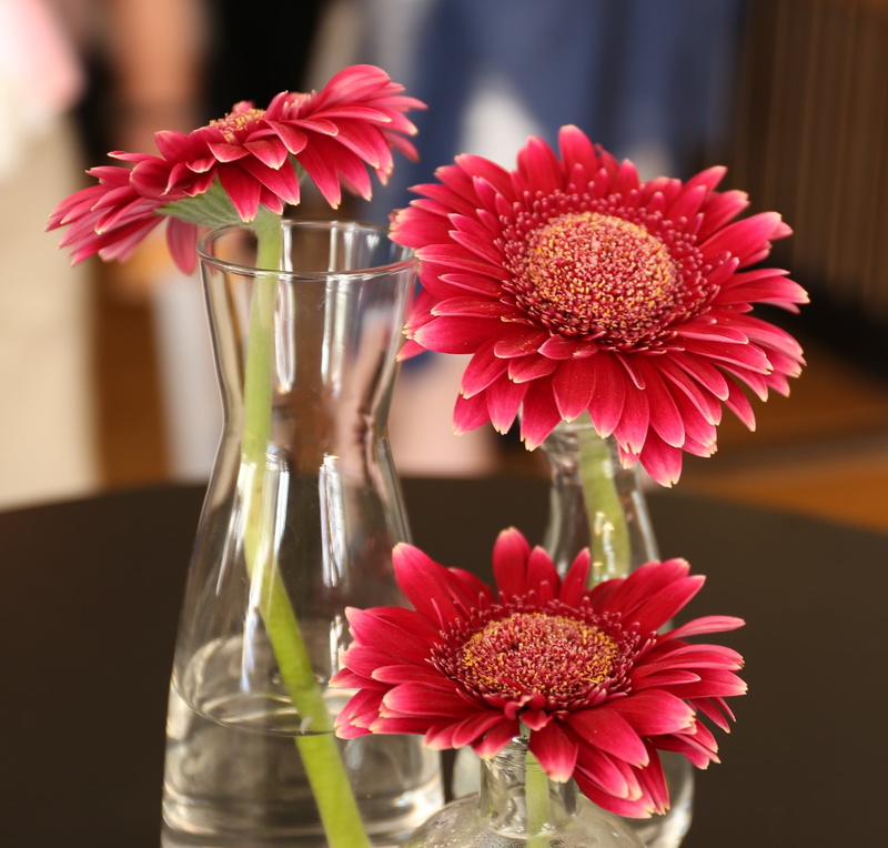 flower head, focus on foreground, glass - material, flower arrangement, flowers, transparent, bouquet, petaled, fragility, 2K, selective, flowering plant