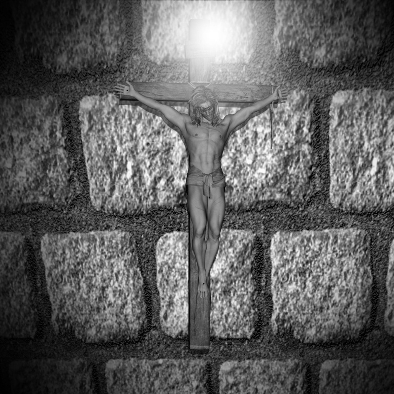 church, solid, spiritual, religion, statue, christian, dark, sonofgod, blackwhite, cross, silent, wall, wall - building feature, blackandwhite, jesus, one person