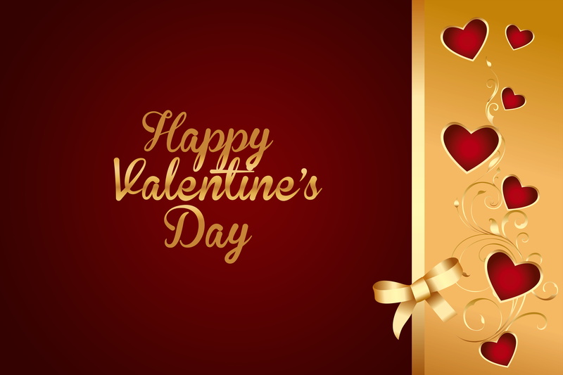 Happy, love, golden, bow, gradient, 5K, Valentines Day, luxury, romantic, hearts, Valentine