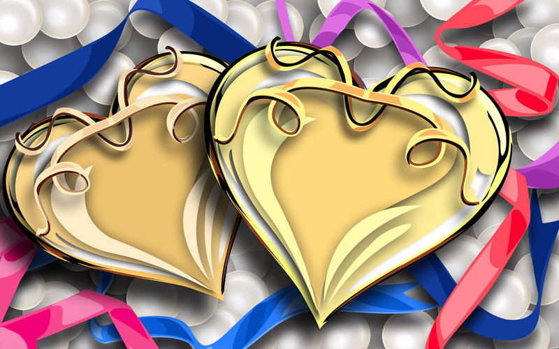  1080P, golden, holiday, hearts